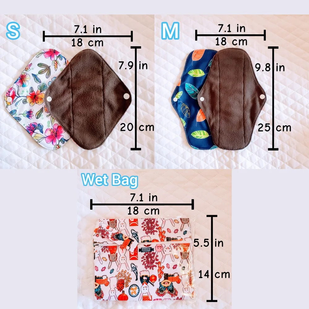 3 S 3 M 1 Wet Bag - Reusable Menstrual Pads Custom Bundle - Picture 2 of 5
